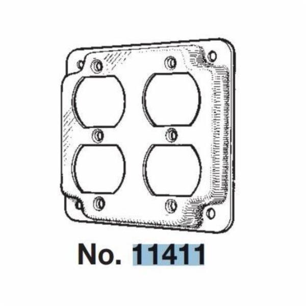 Mulberry Electrical Box Cover, 2 Gang, Square, Steel, 2 Duplex Receptacle 11411